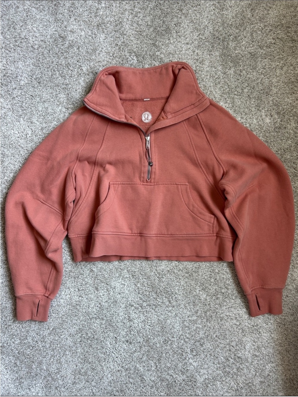 lululemon athletica Women's Scuba  Cropped Quarter-Zip Pullover - peachy pink